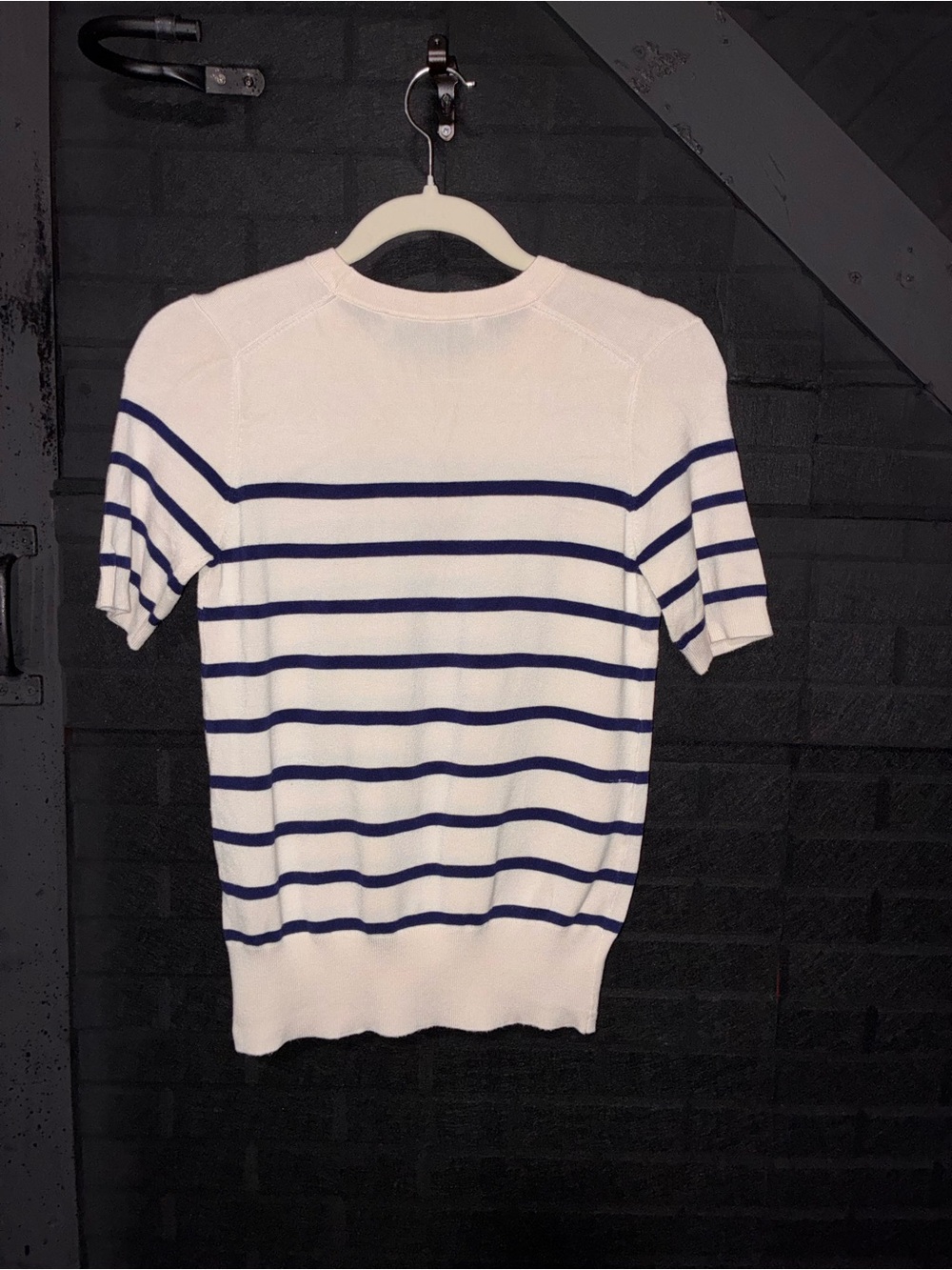 Zara Cream Crewneck with Navy Horizontal Stripes